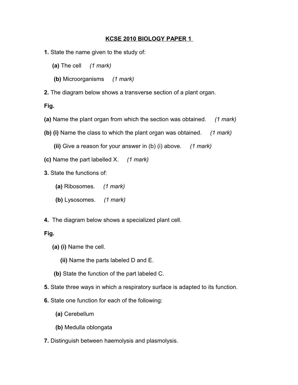 Kcse 2010 Computer Studies Paper 1