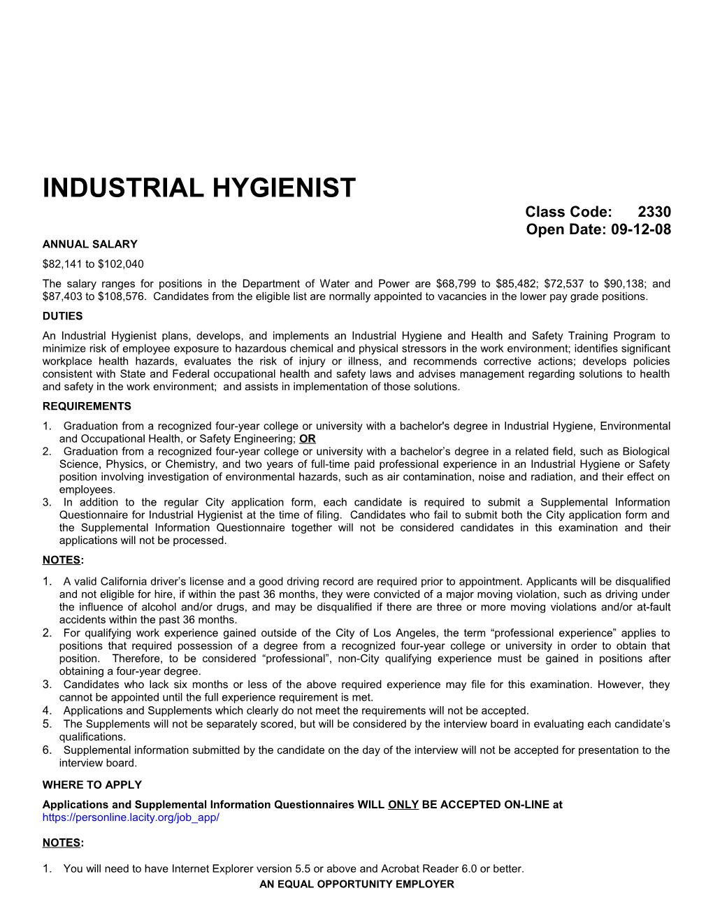 Industrial Hygienist