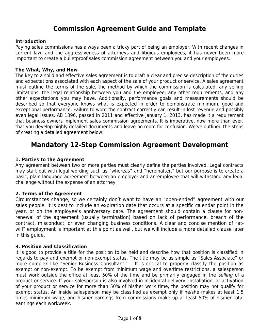 Sales Commission Agreement