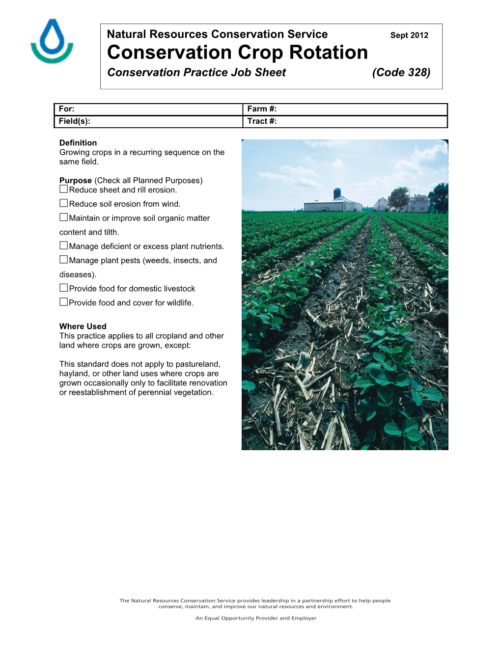 Conservation Crop Rotation 328 Job Sheet