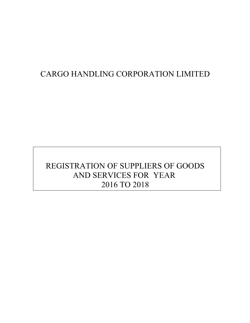 Cargo Hanling Corporation Limited