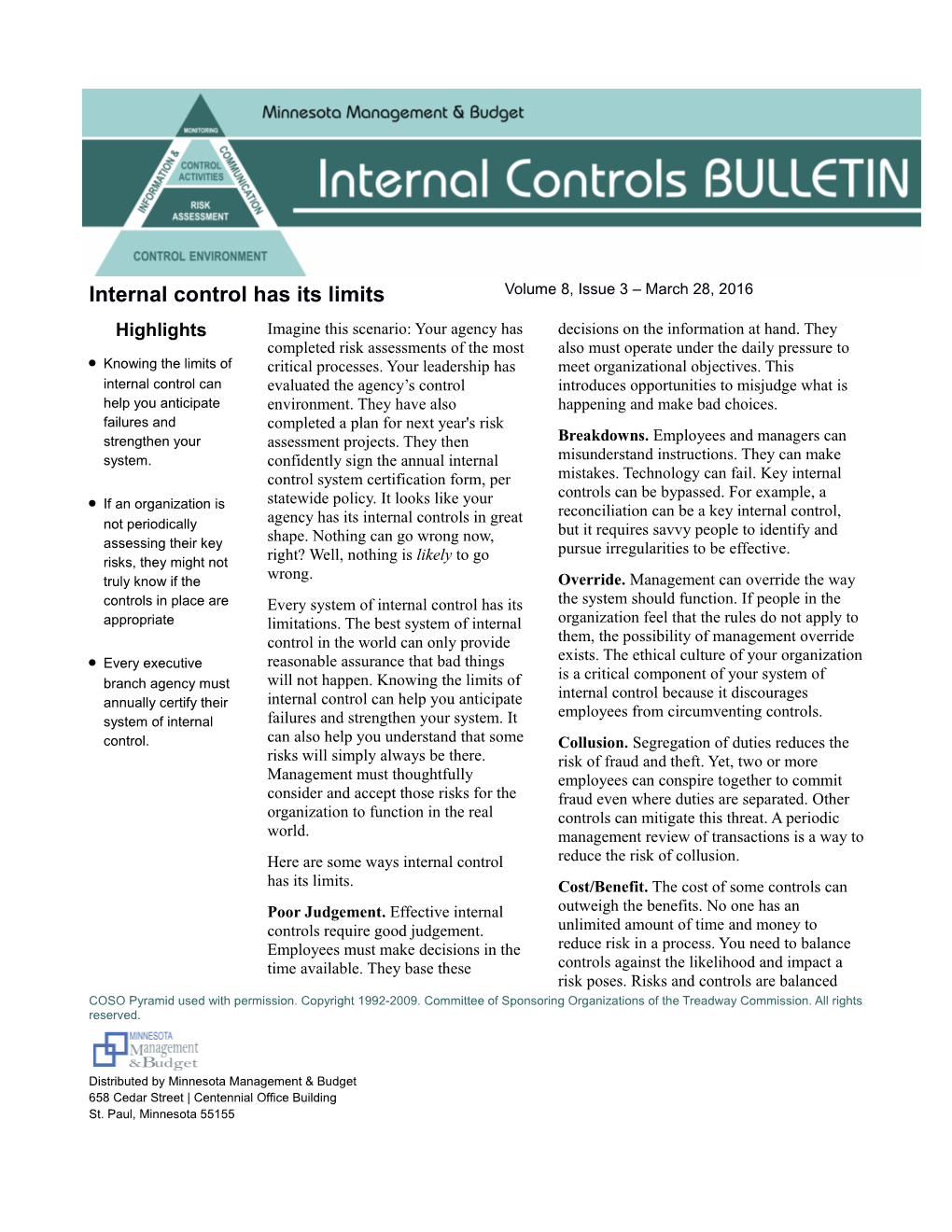 March 28, 2016 Internal Control Has Its Limits