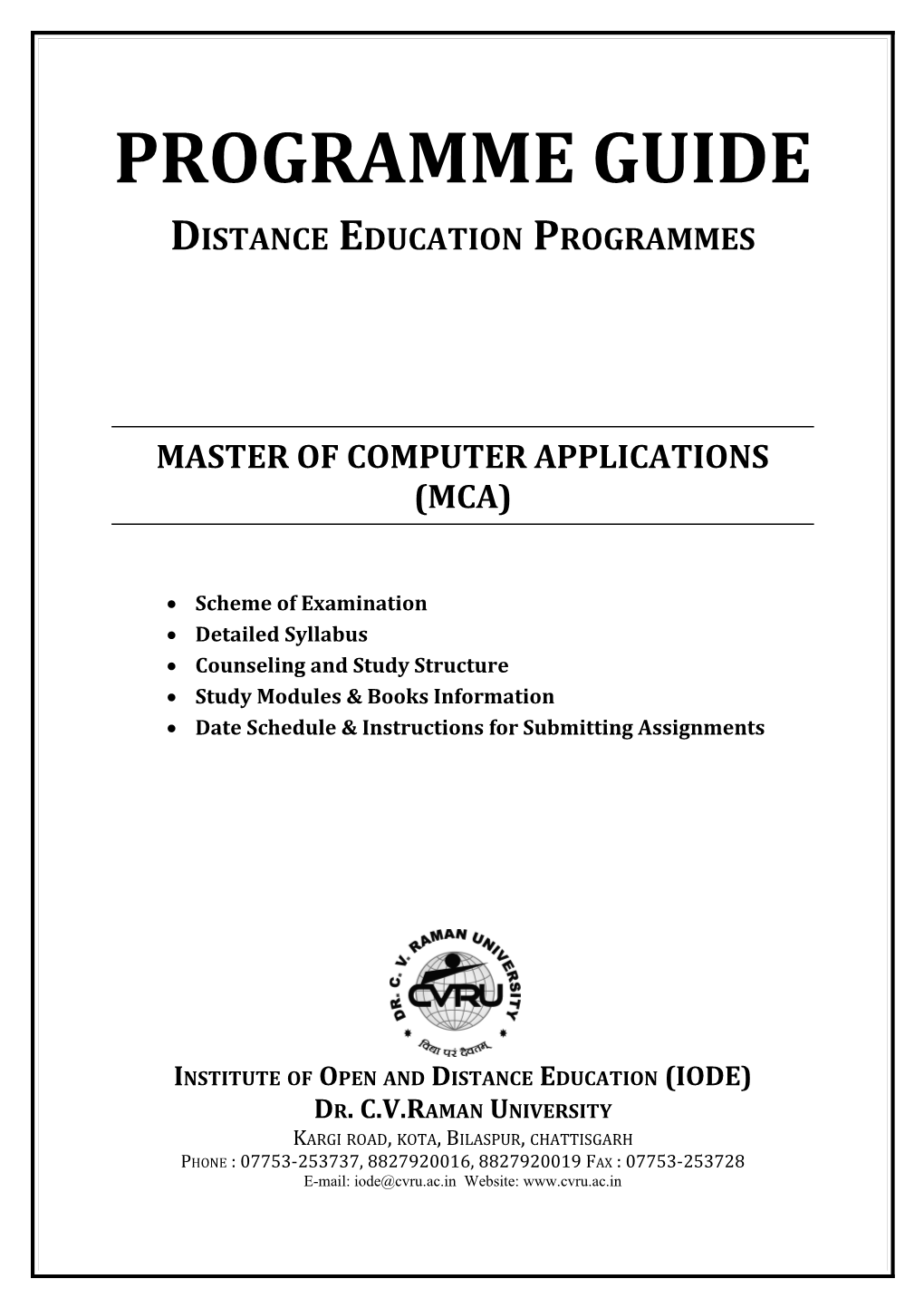 Master of Computer Applications (Mca)