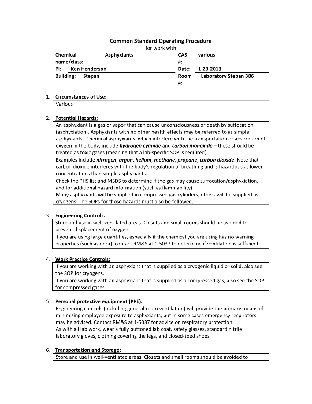 Commonstandard Operating Procedure