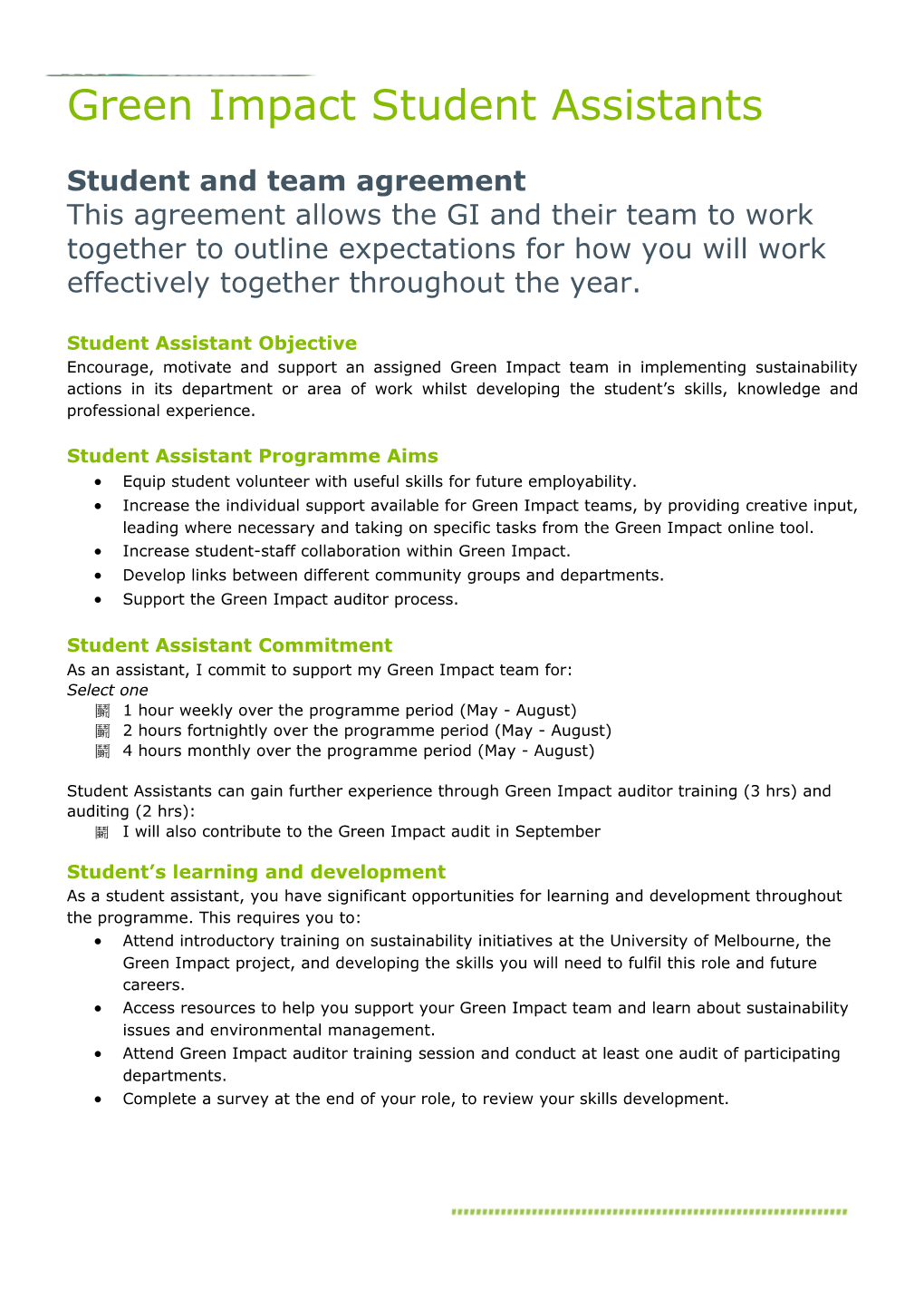 Student and Team Agreement