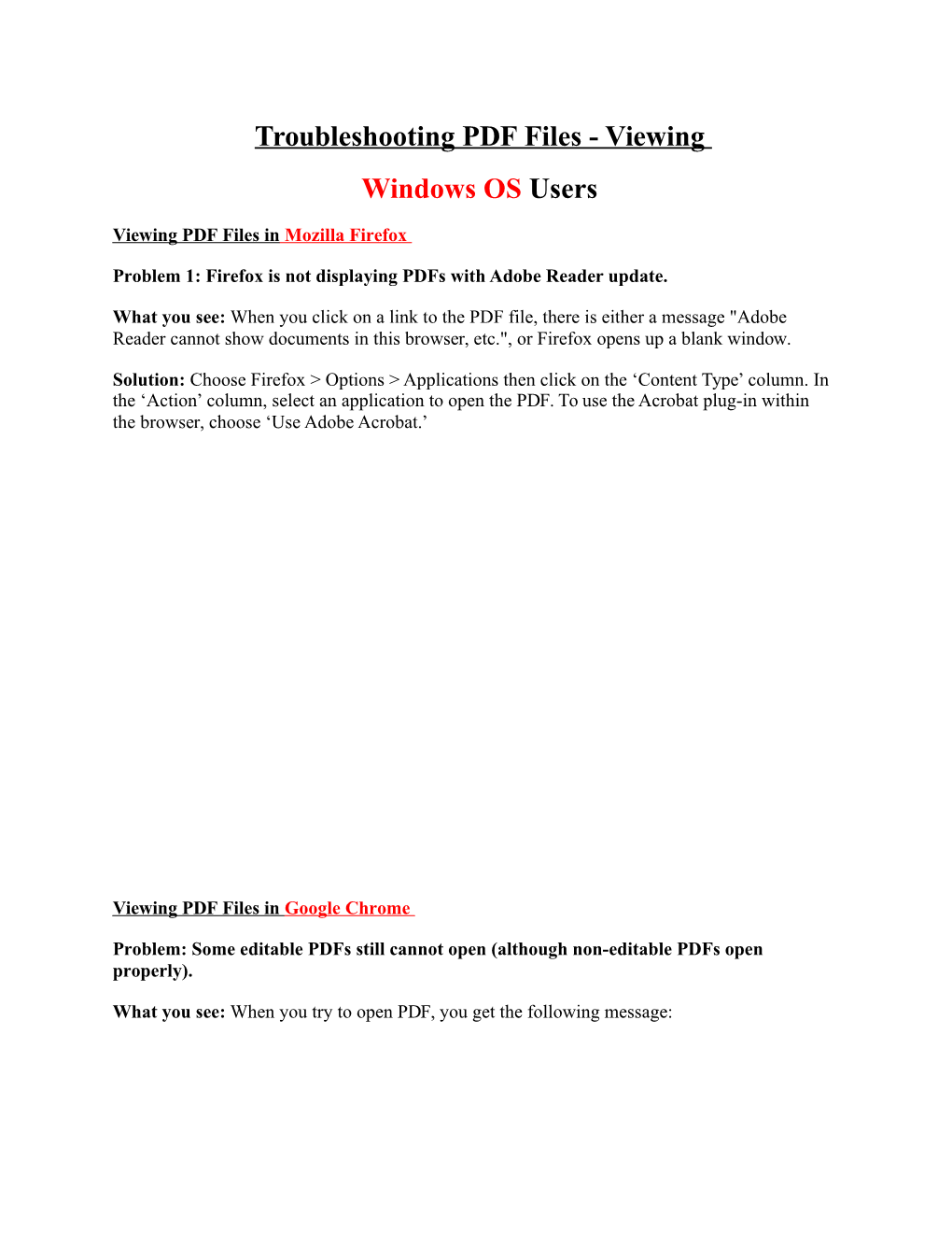 Troubleshooting PDF Files - Viewing