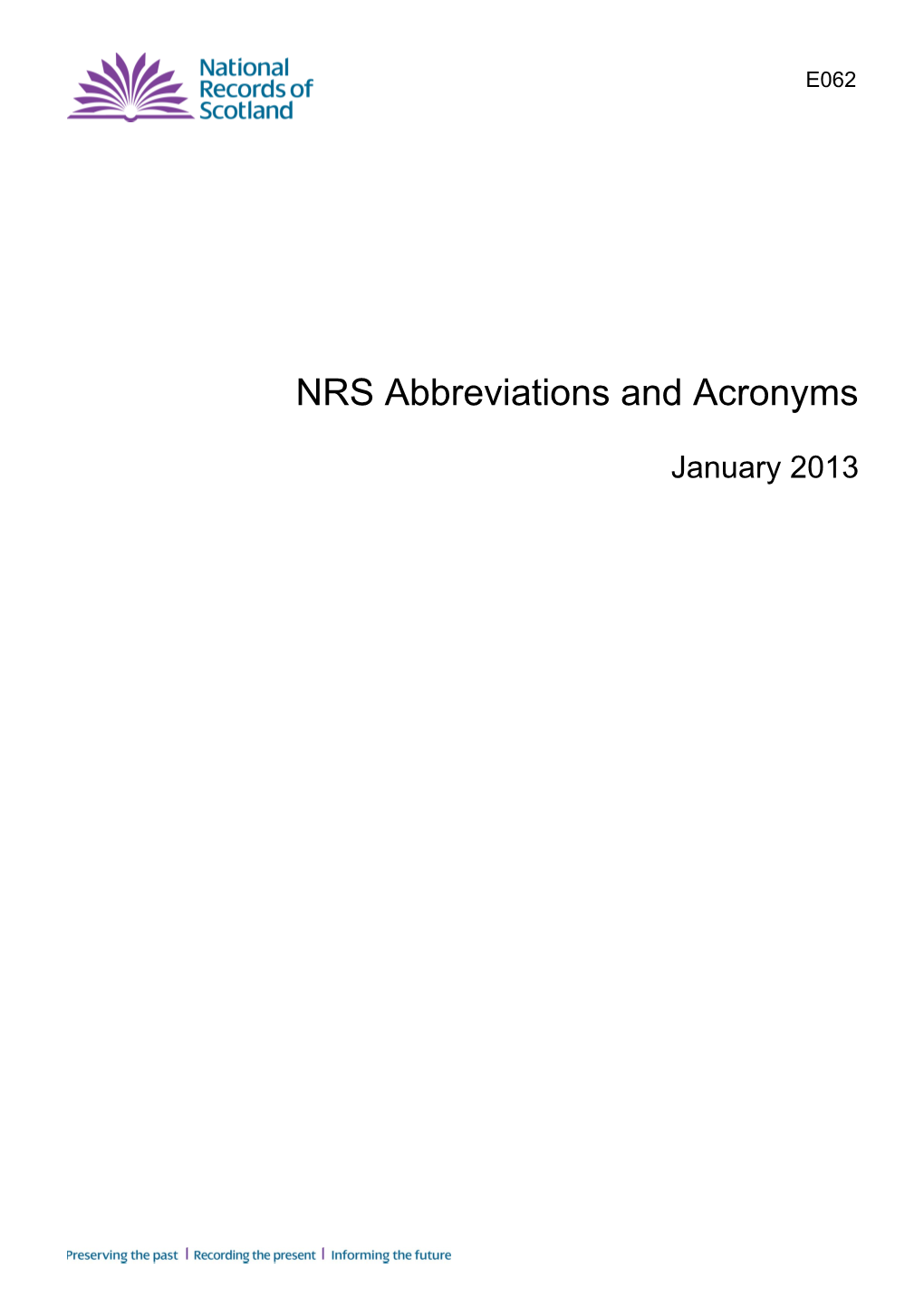 NRS Abbreviations and Acronyms