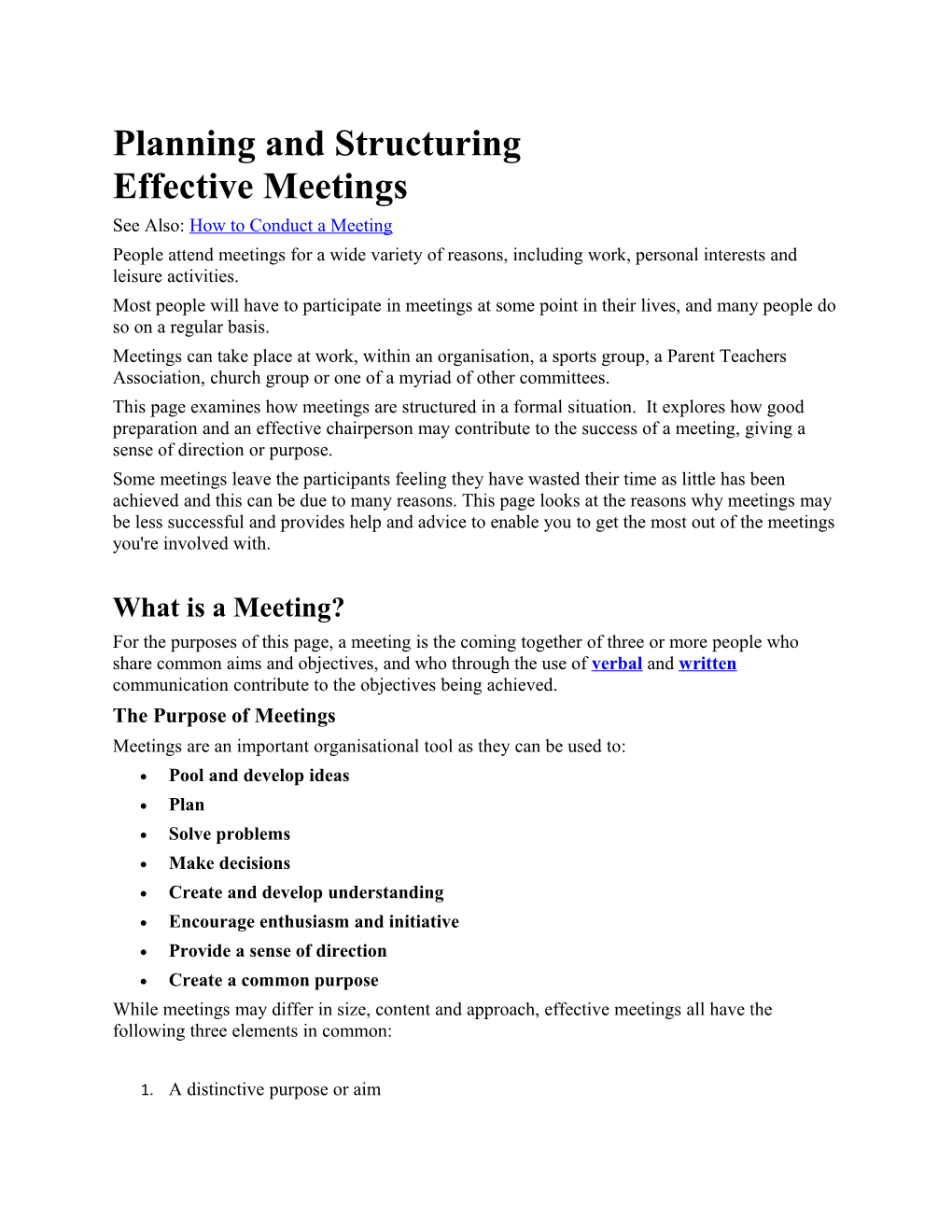Planning and Structuring Effective Meetings
