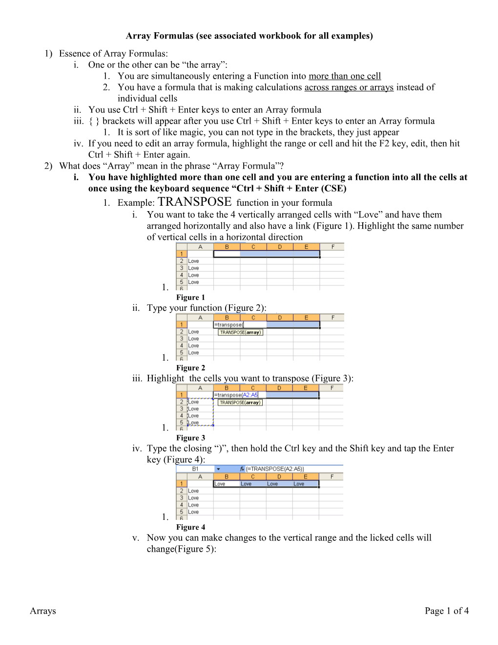 Array Formulas (See Associated Workbook for All Examples)