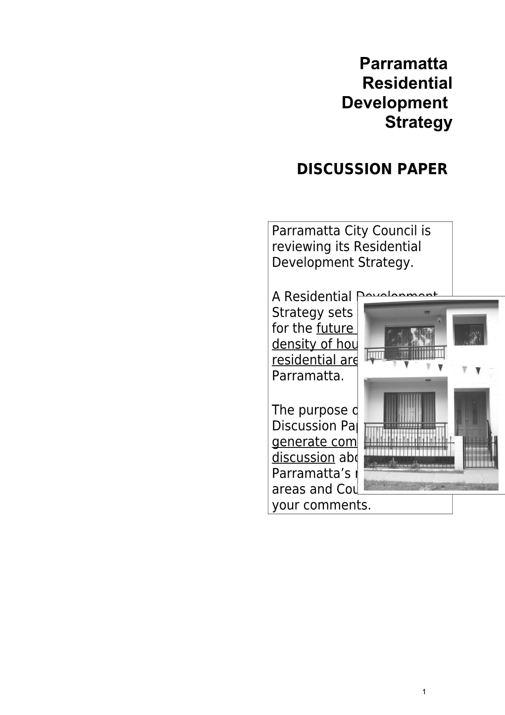 Parramatta Residential Development Strategy