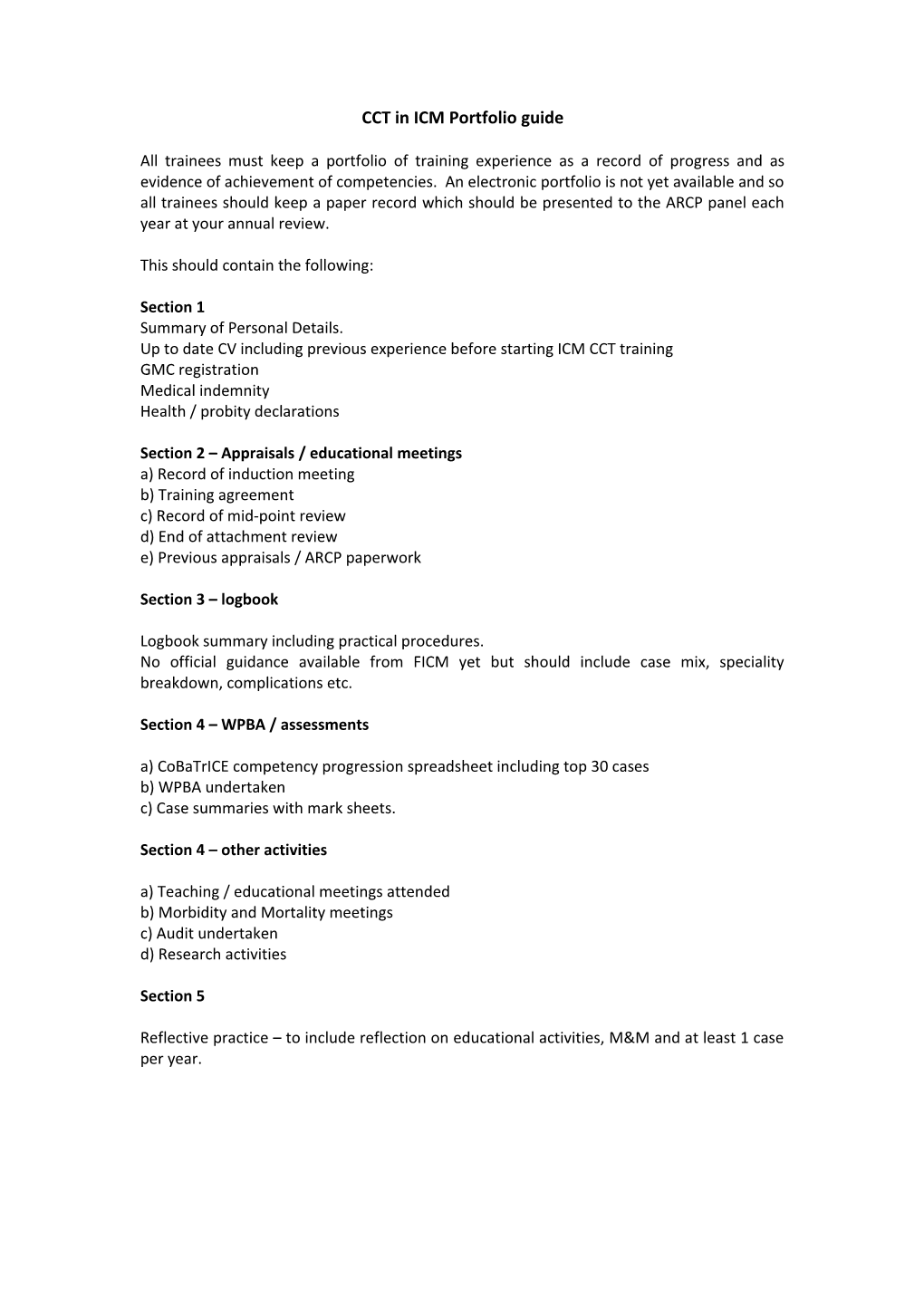 CCT in ICM Portfolio Guide