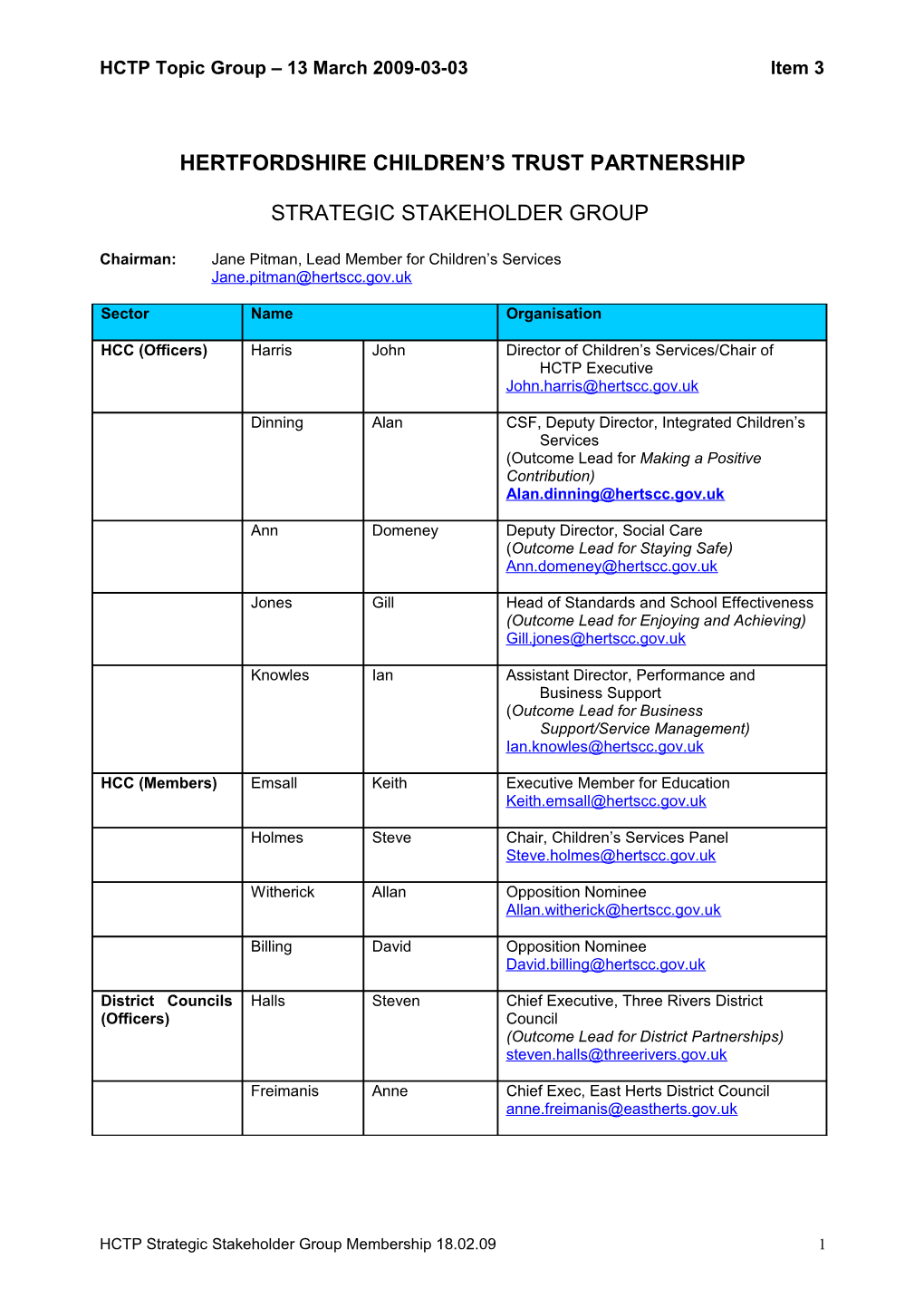 Hertforshire Children and Young People S Strategic Partnership