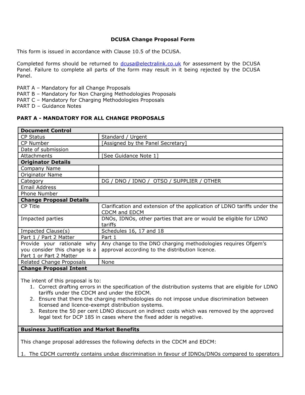 DCUSA Change Proposal Form