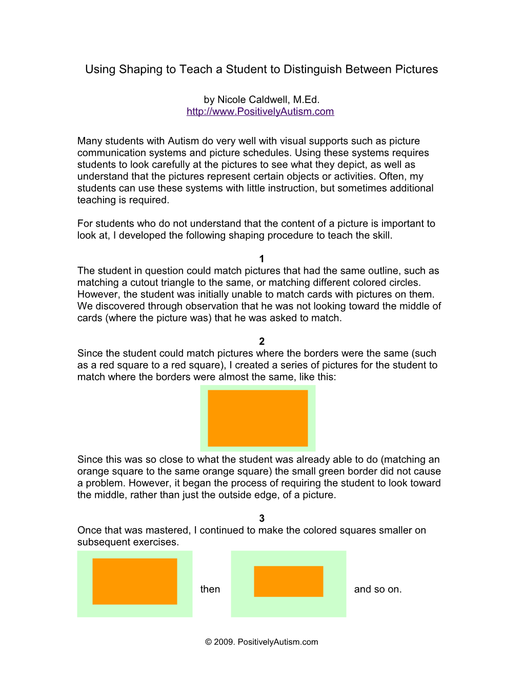 Using Shaping to Teach a Student to Distinguish Between Pictures