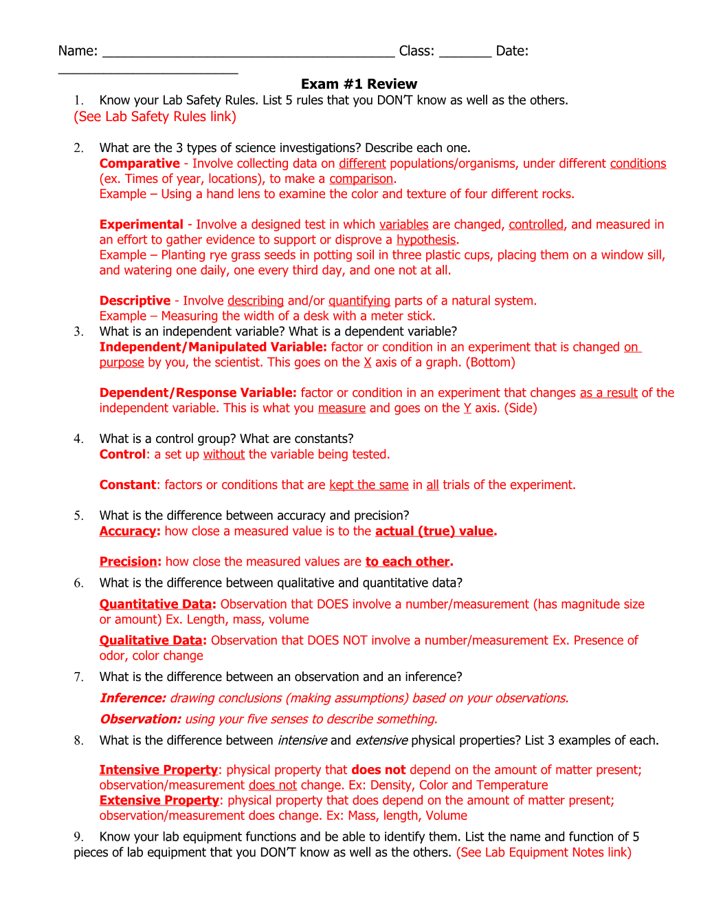 See Lab Safety Rules Link