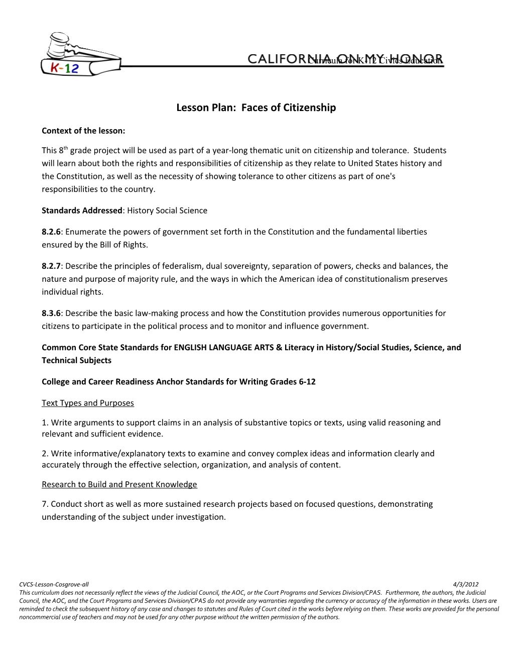 Lesson Plan: Faces of Citizenship