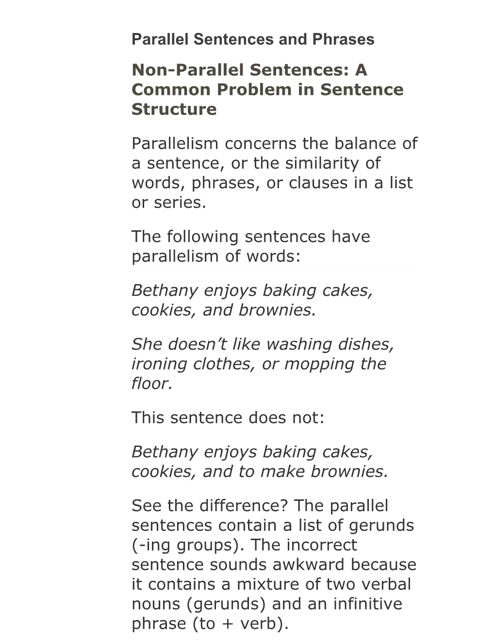 Parallel Sentences and Phrases