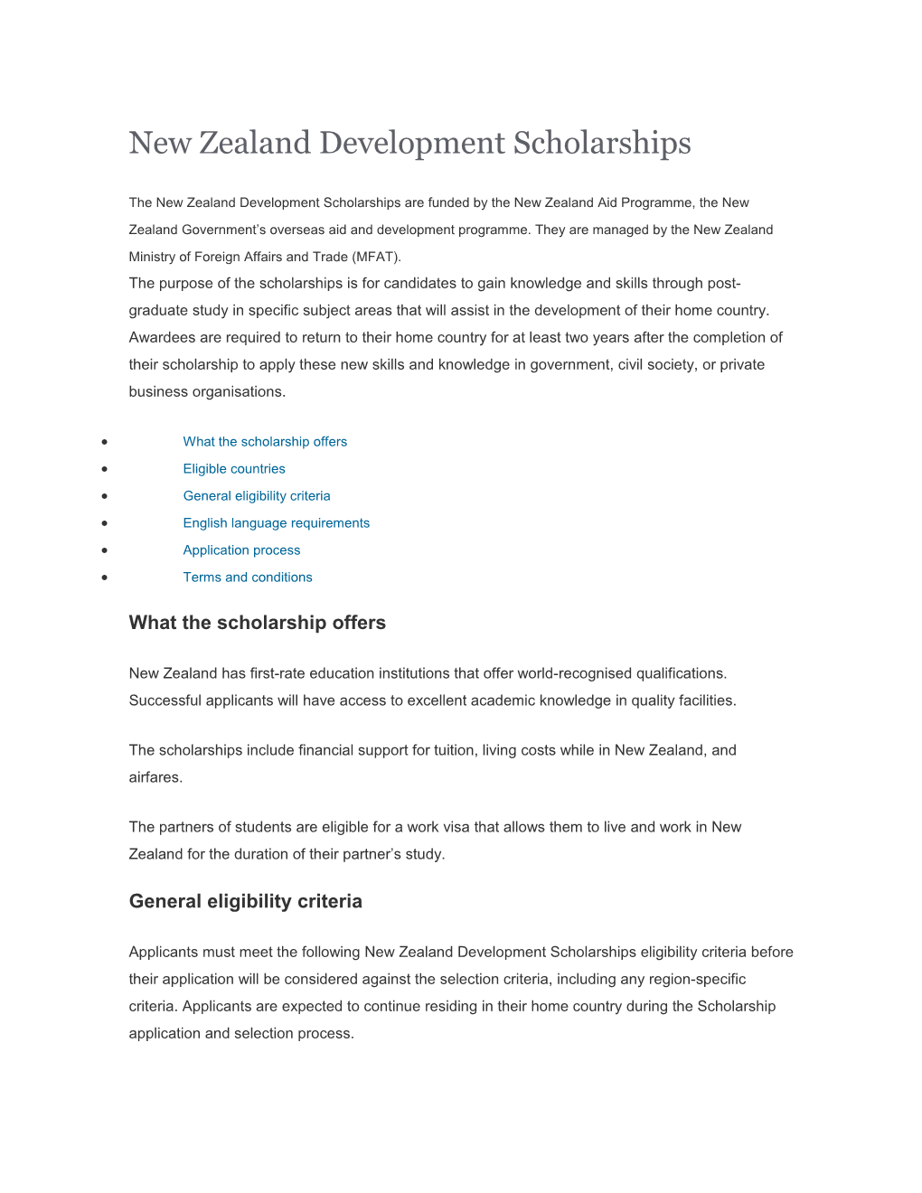 New Zealand Development Scholarships