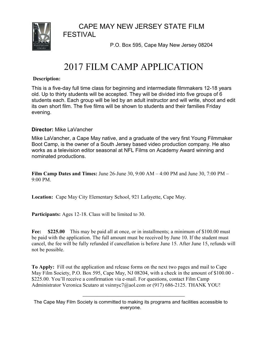 Cape May New Jersey State Film Festival