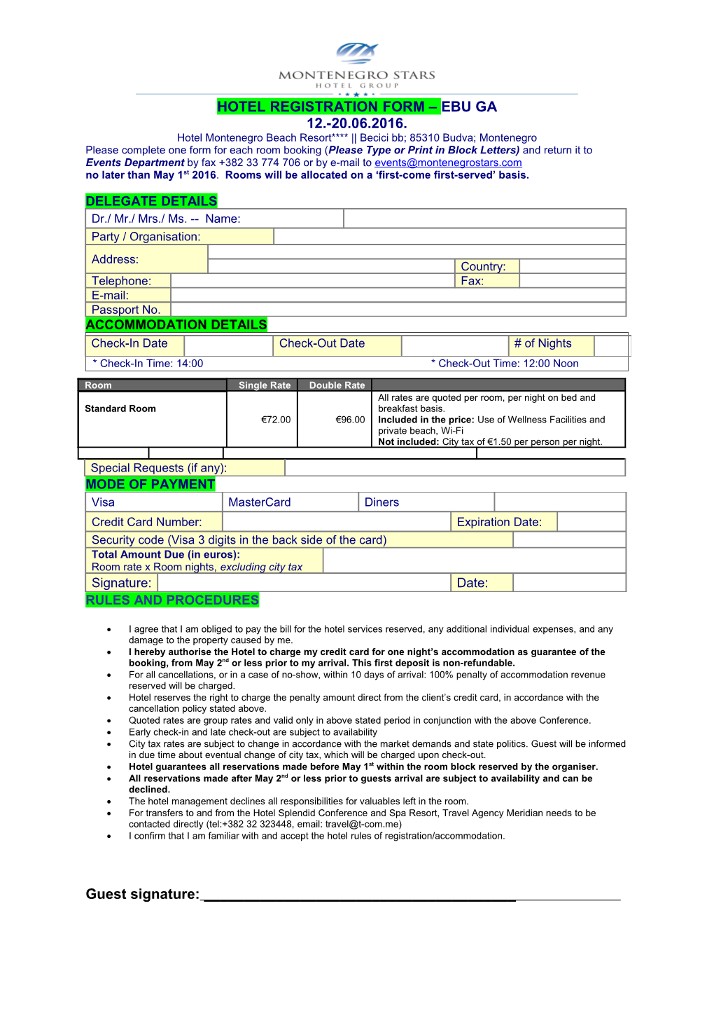 Hotel Registration Form Ebu Ga