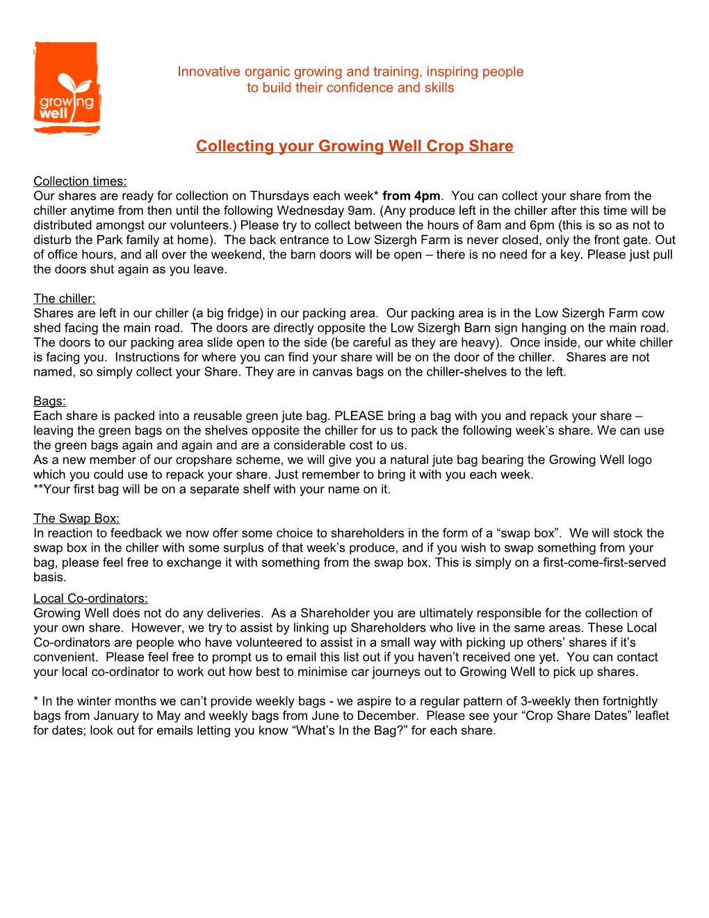 Collecting Your Growing Well Crop Share