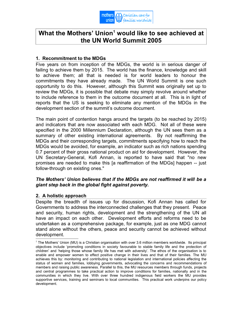 UN World Summit 2005 14-16 September 2005