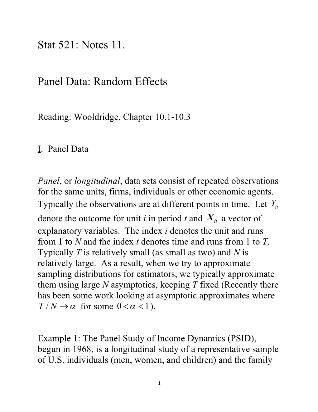 Panel Data: Random Effects