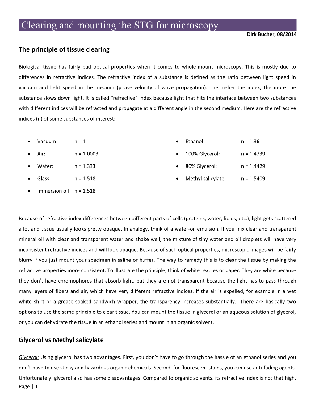 Clearing and Mounting the STG for Microscopy