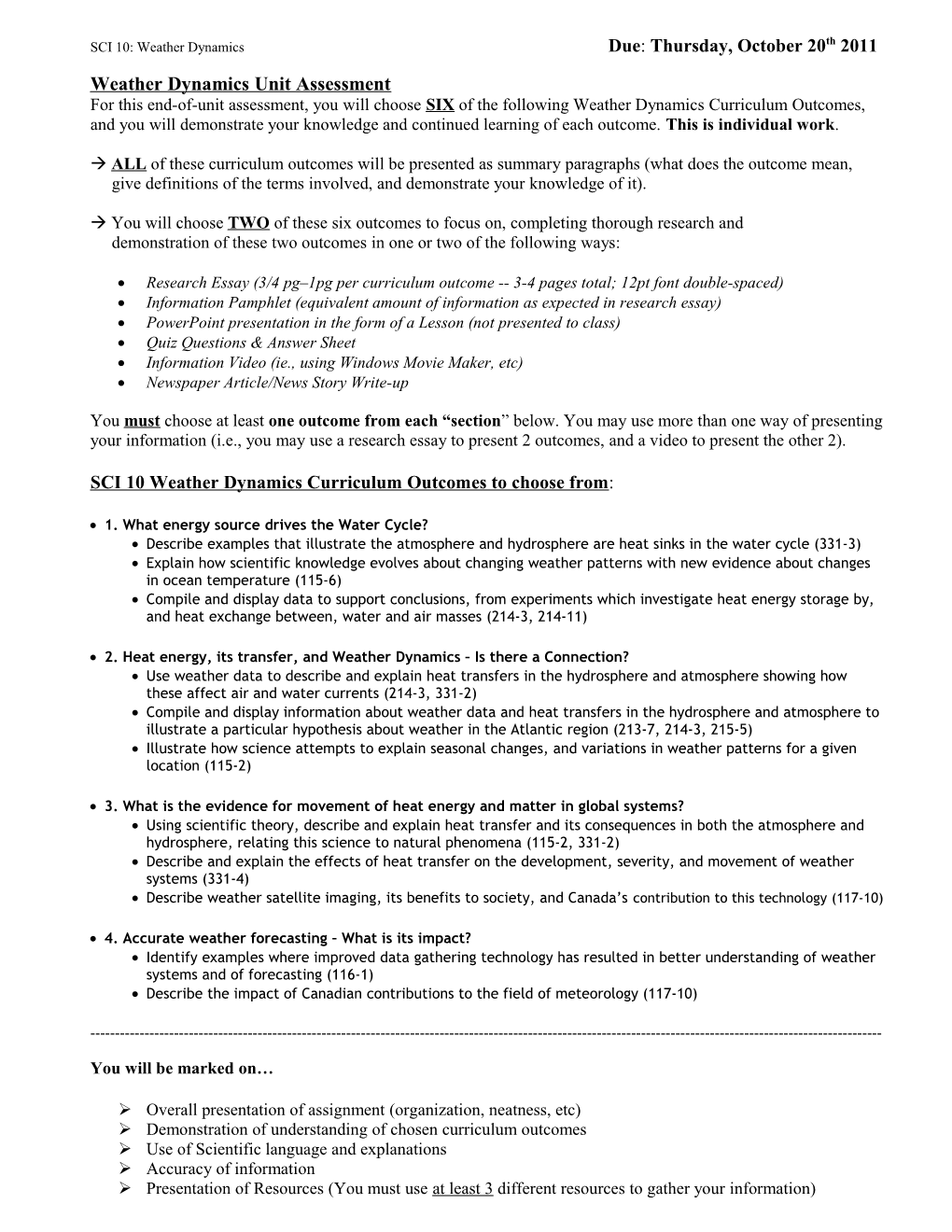 Weather Dynamics Unit Assignment