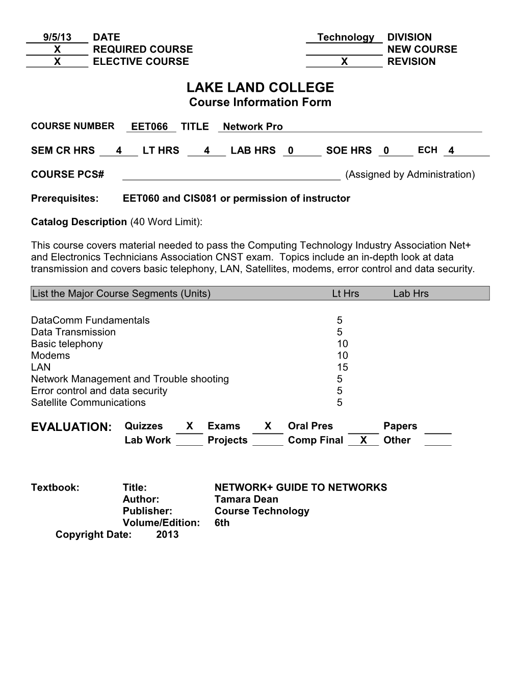 Prerequisites:EET060 and CIS081 Or Permission of Instructor