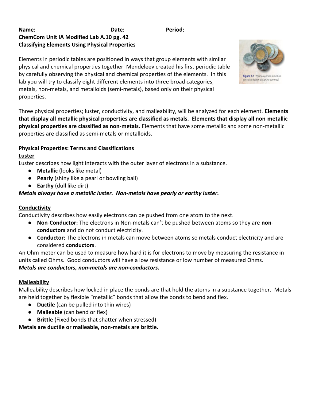 Classifying Elements Using Physical Properties