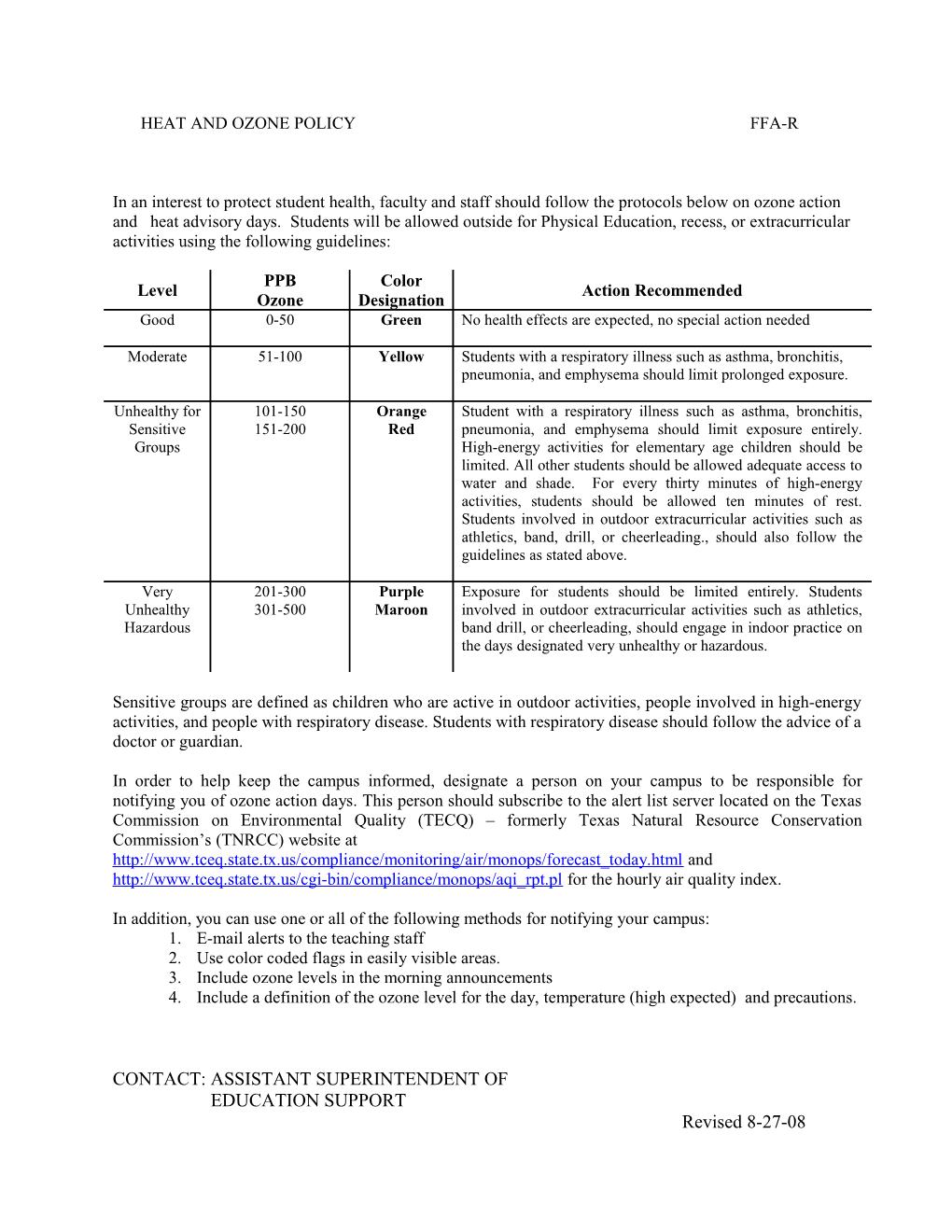 Heat and Ozone Policy