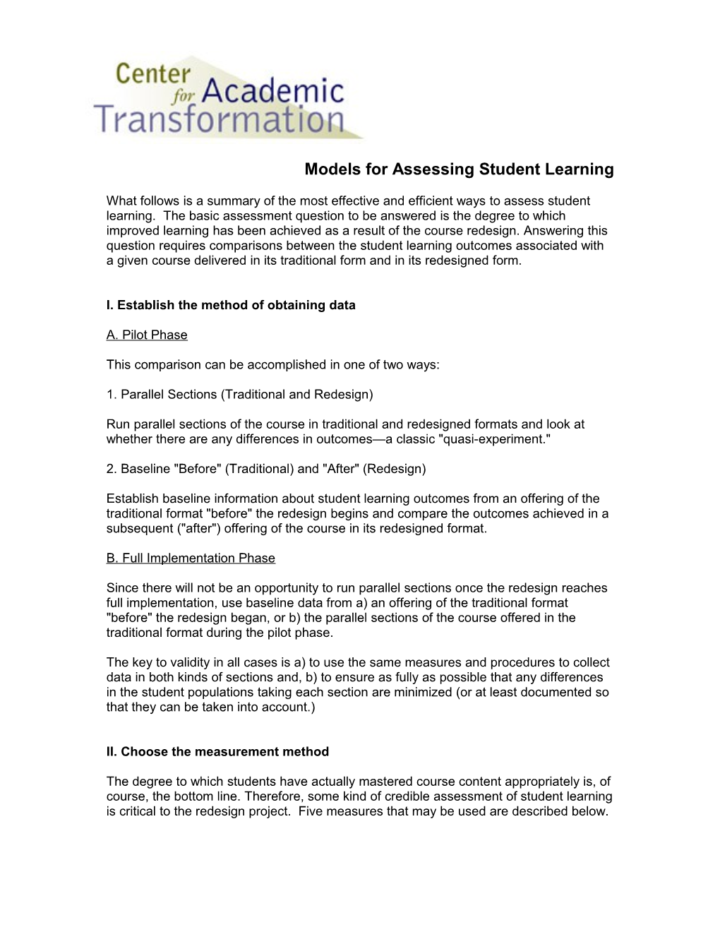 What Follows Is a Summary of the Most Effective and Efficient Ways to Assess Student Learning