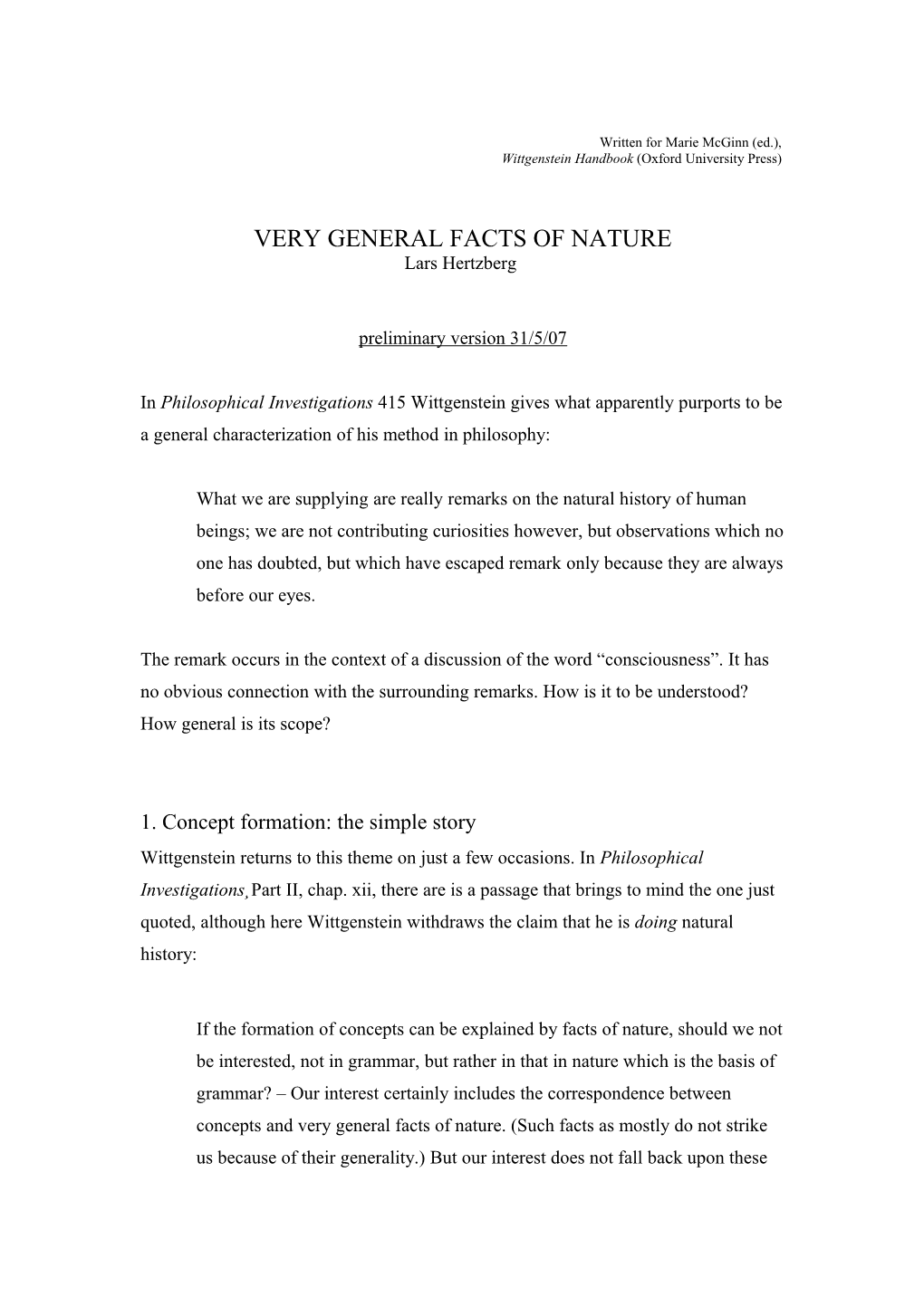 Very General Facts of Nature