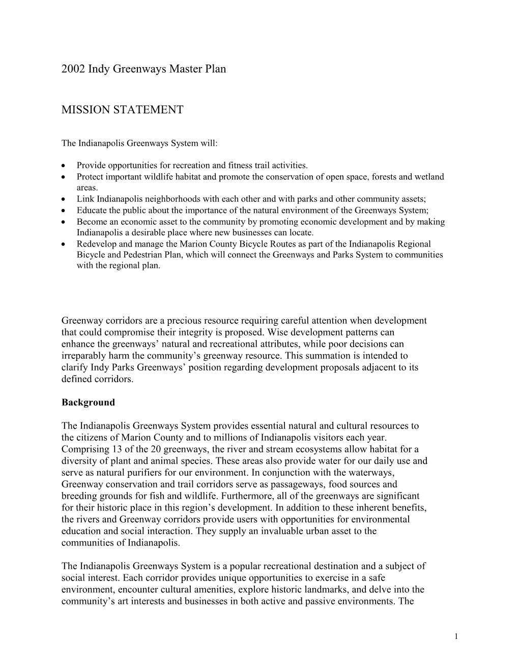 2002 Indy Greenways Master Plan