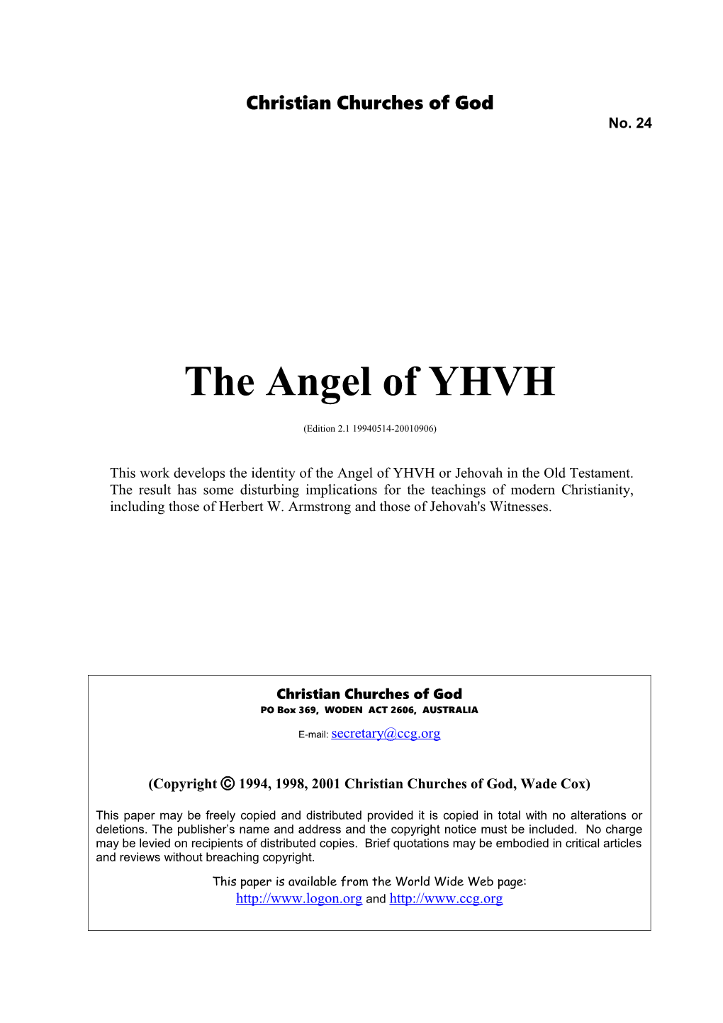 The Angel of YHVH (No. 24)