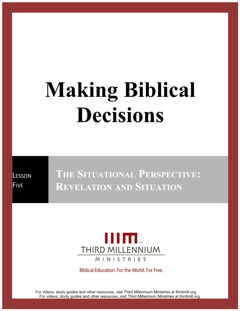 Making Biblical Decisions, Lesson 5