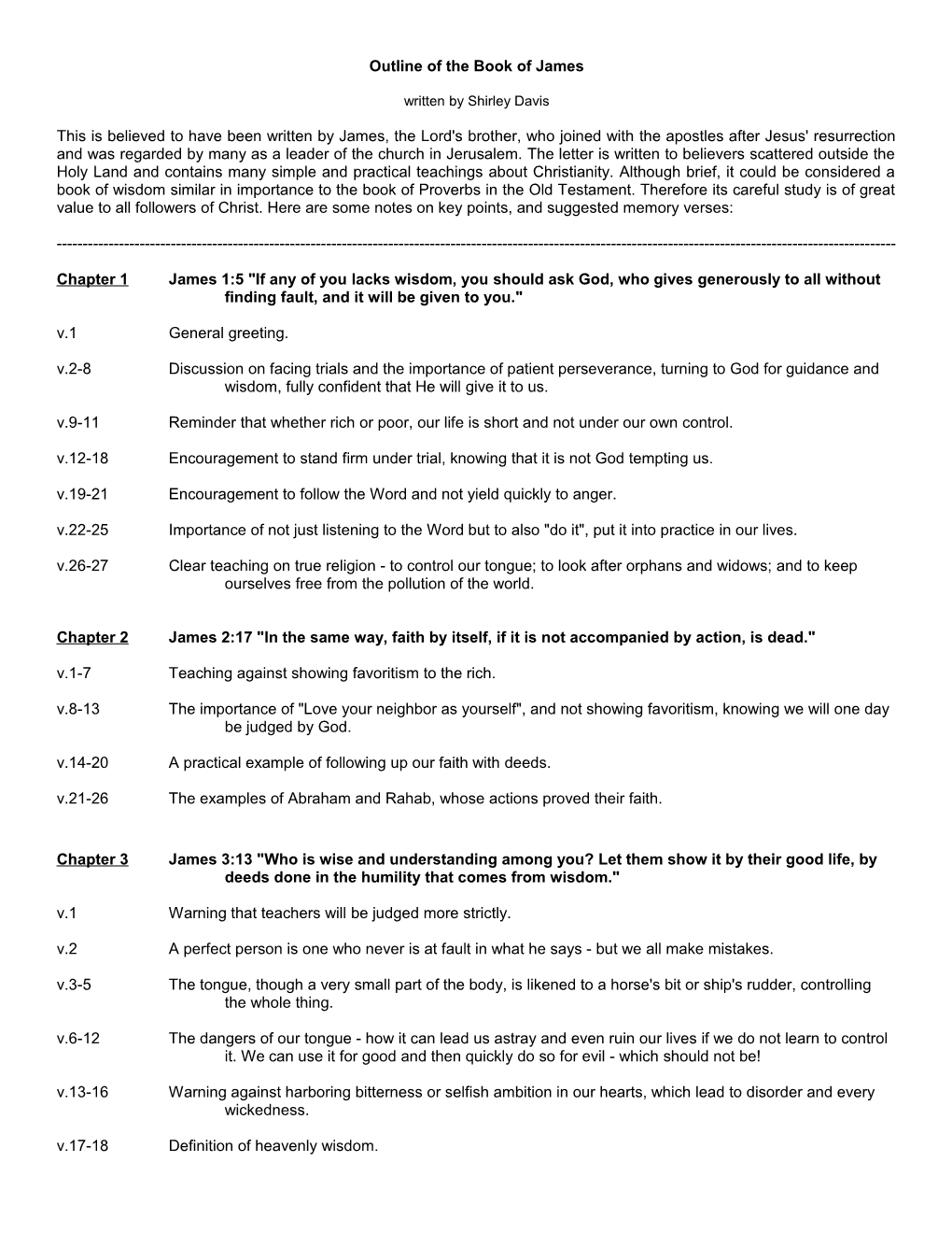 Outline of the Book of James