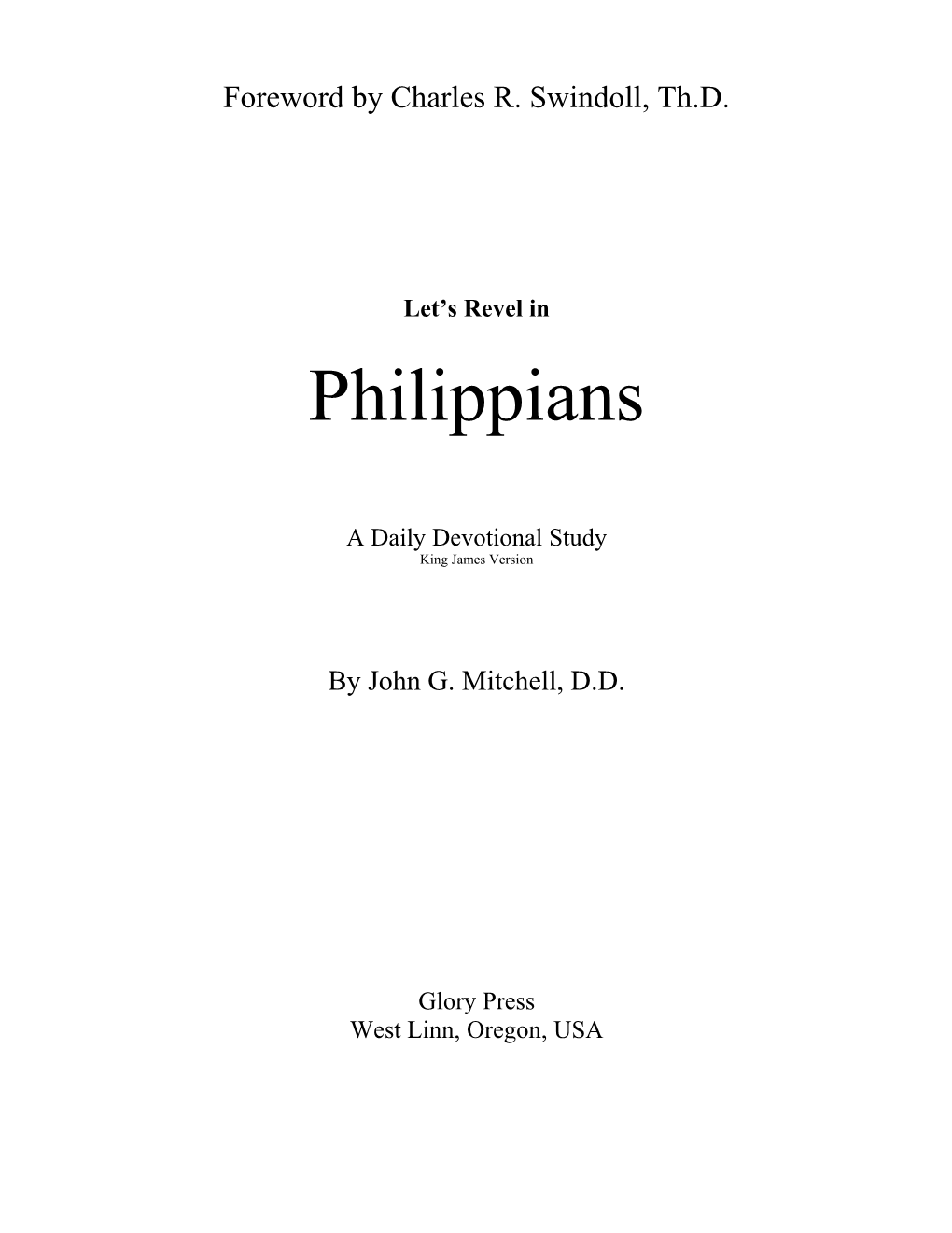 LET S REVEL in PHILIPPIANS by Dr. John G. Mitchell1