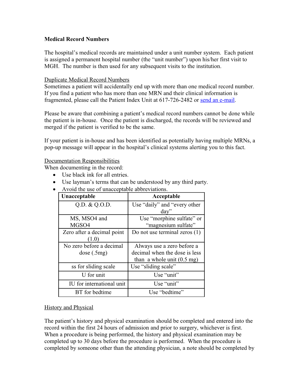 Medical Record Numbers