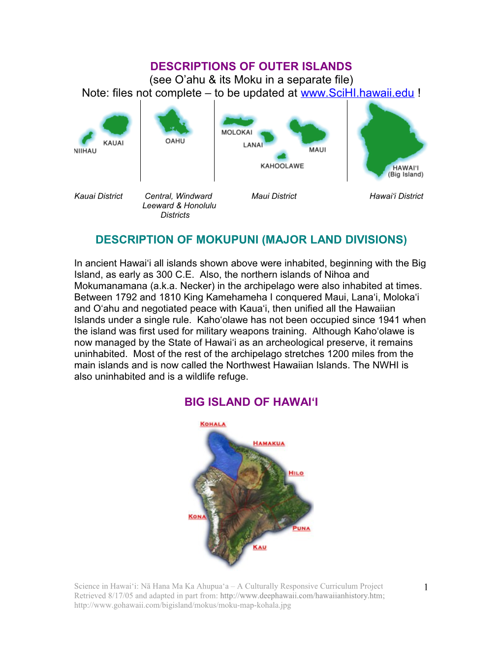 RESOURCES for the STATE of HAWAI I