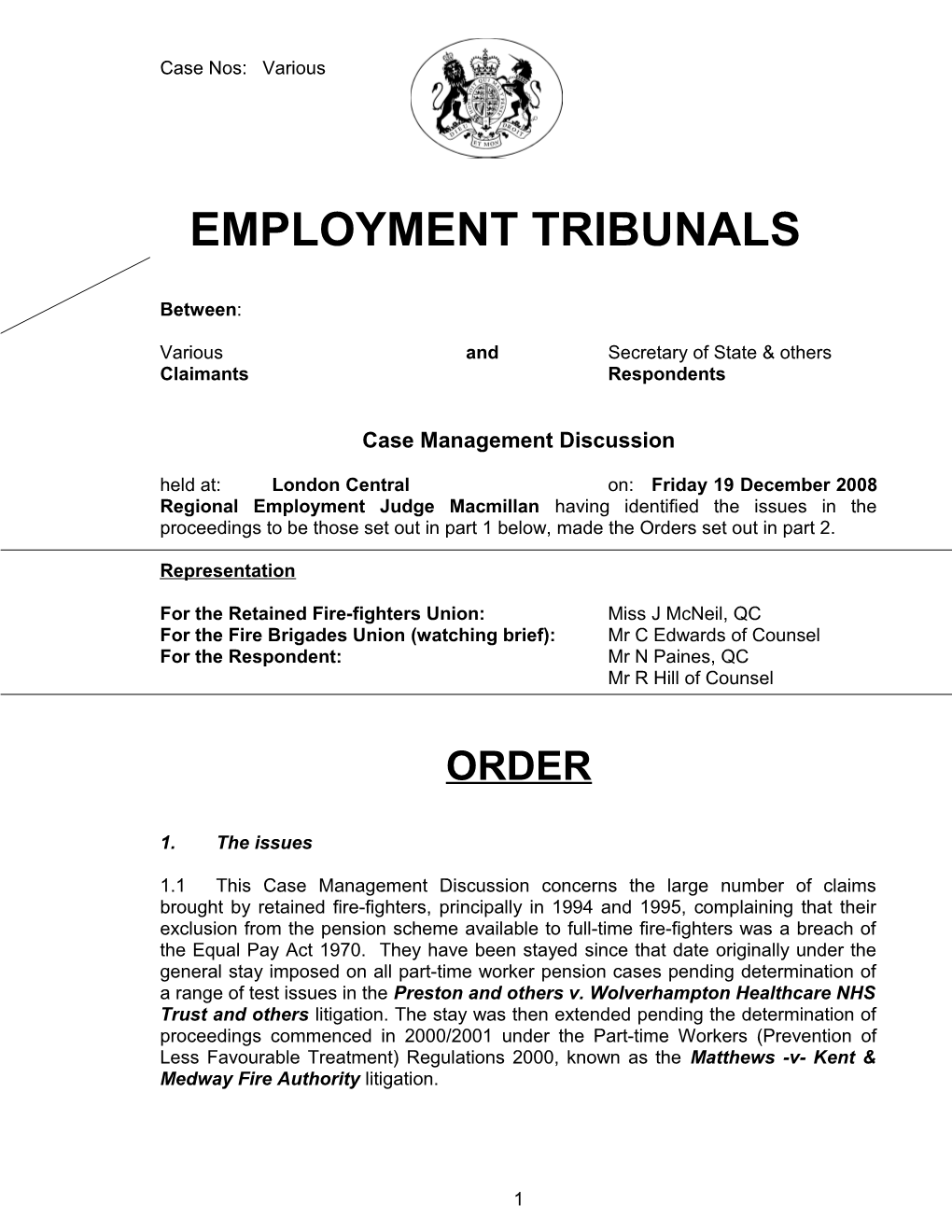 Employment Tribunals