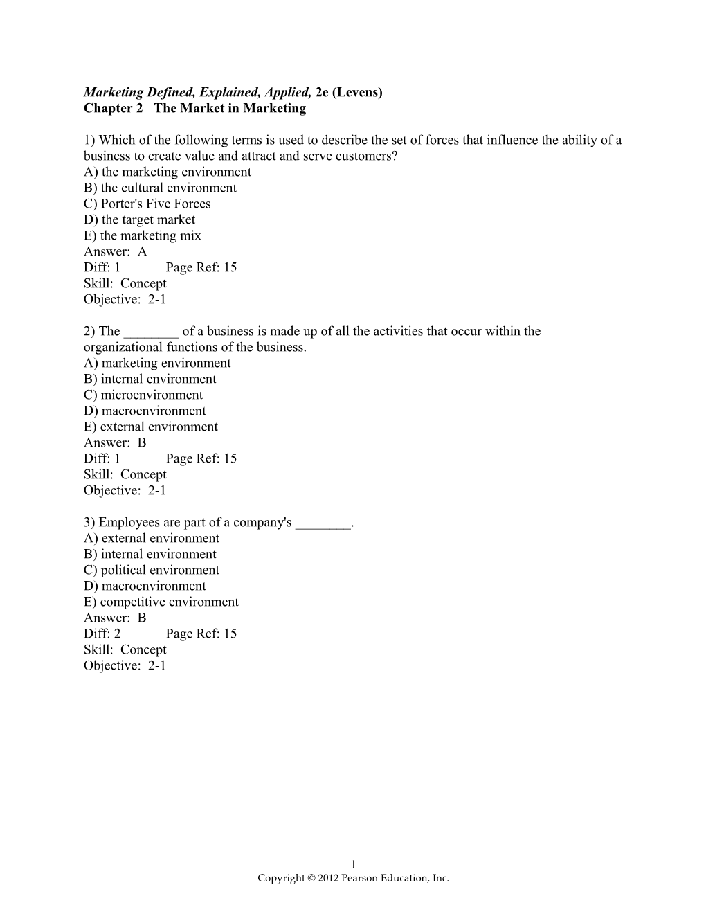 Marketing Defined, Explained, Applied, 2E (Levens)