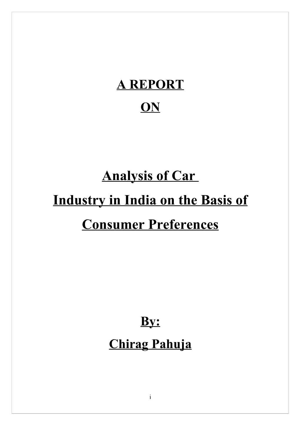 Industry in India on the Basis of Consumer Preferences