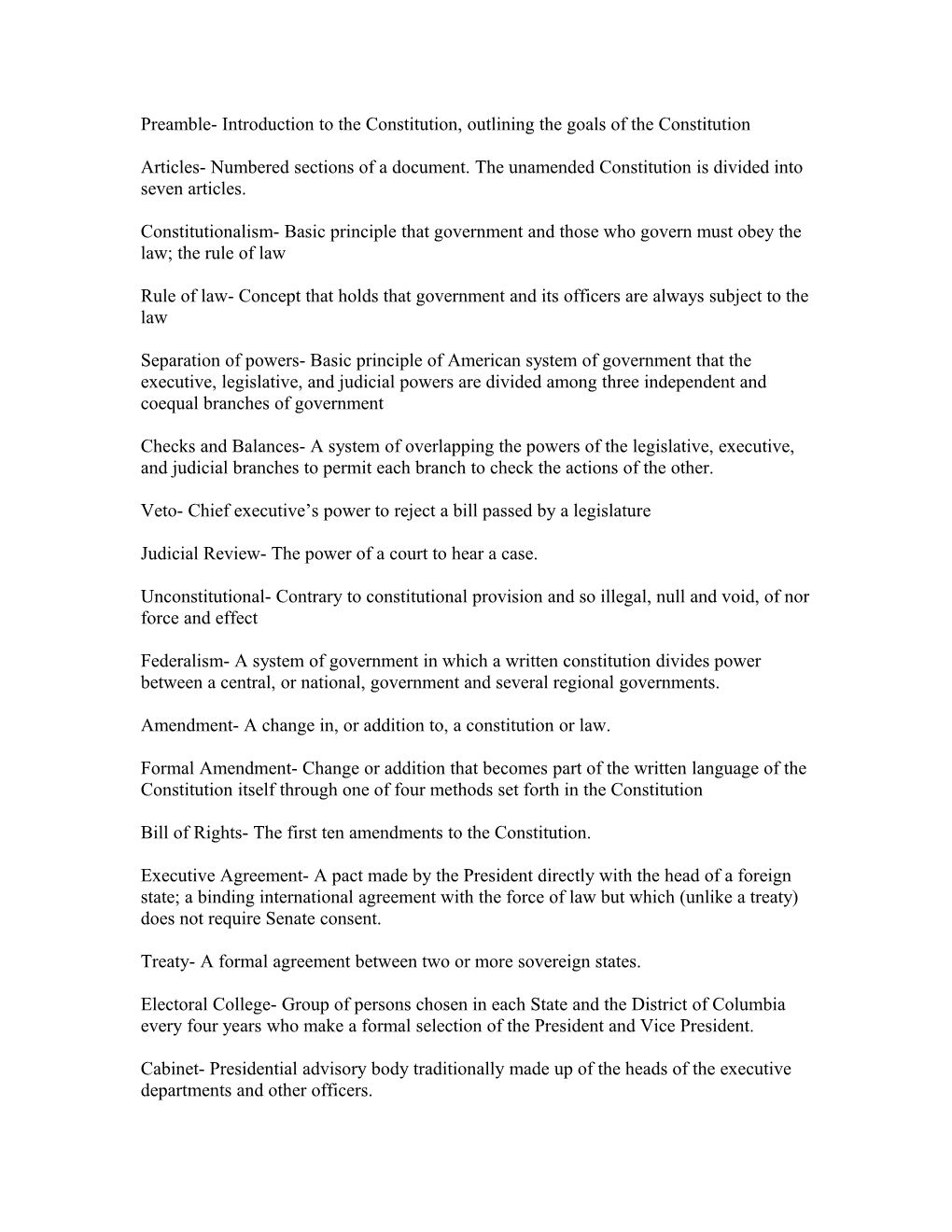 Preamble- Introduction to the Constitution