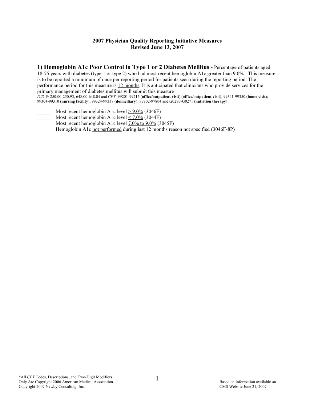 2007 Physician Quality Reporting Initiative