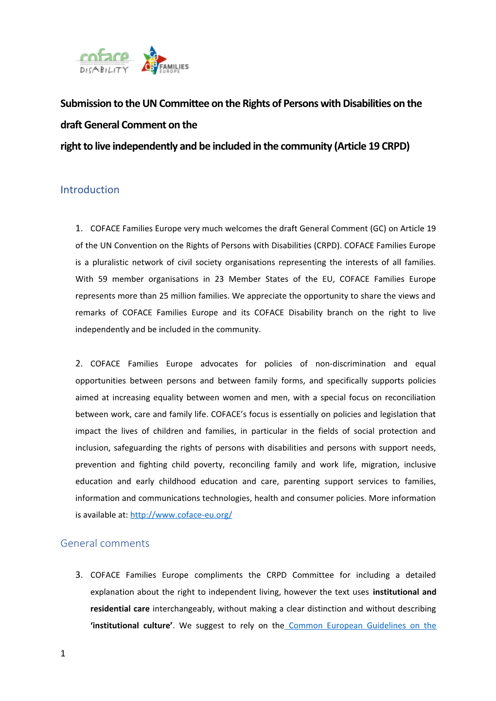 Right to Live Independently and Be Included in the Community (Article 19 CRPD)