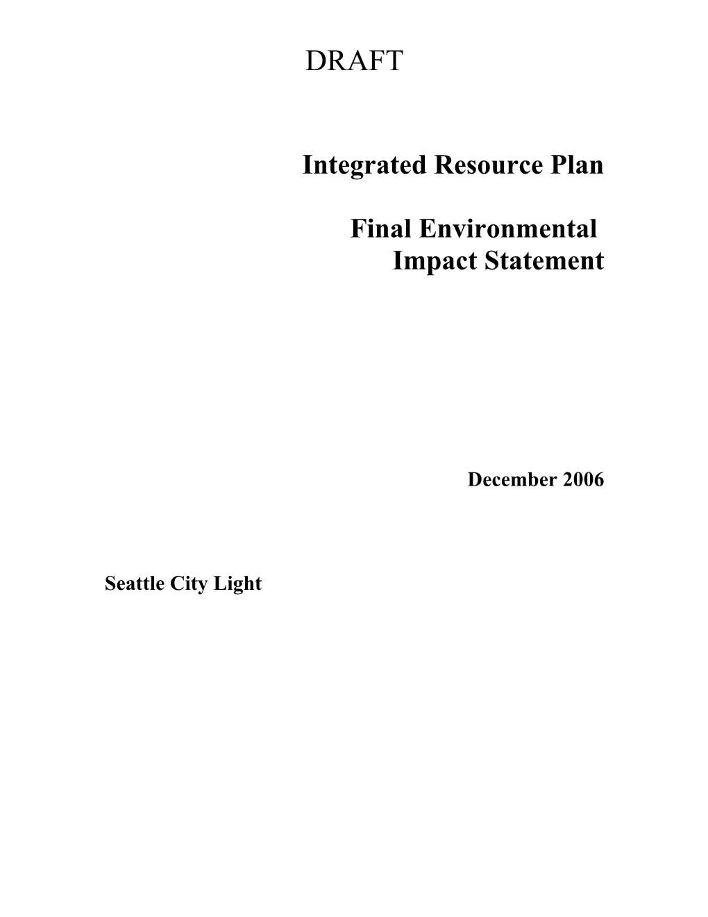 Integrated Resource Plan