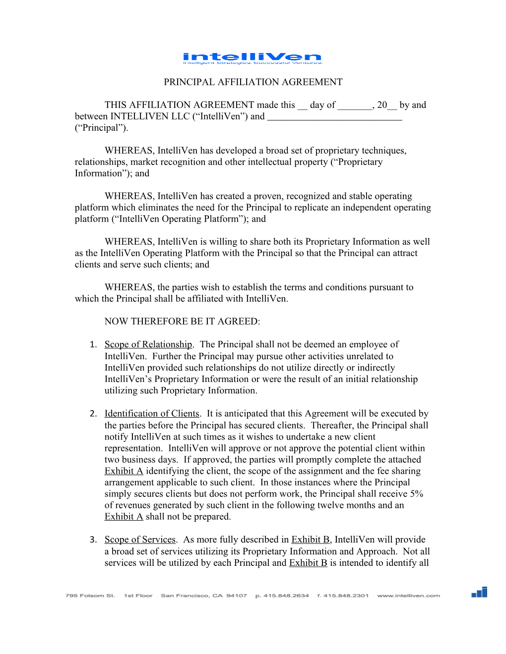 Principal Affiliation Agreement