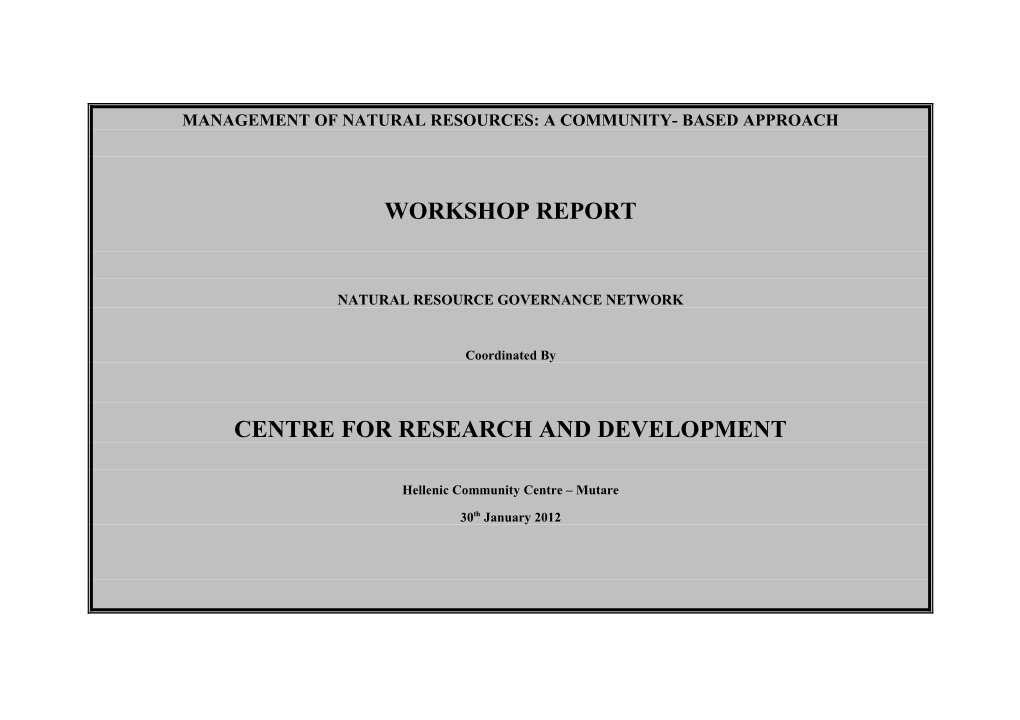 Management of Natural Resources: a Community- Based Approach